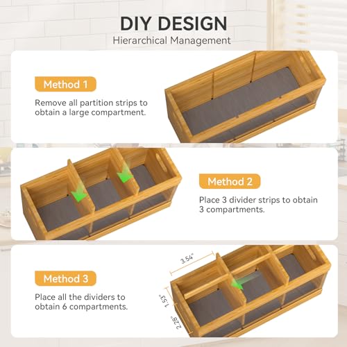 Bamboo Kitchen Utensil Holder with Drying Stone and 6 Compartments