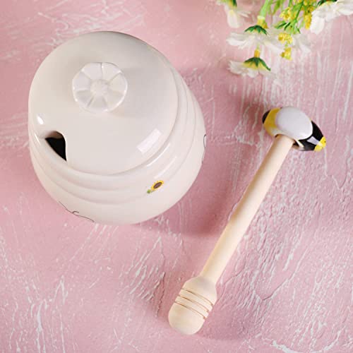 Ceramic Honey Jar With Wooden Honey Dipper