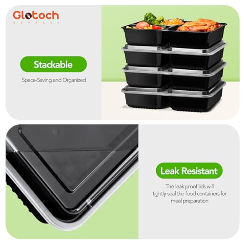 Glotoch 3 Compartment Meal Prep Containers with Lids (50 Count)