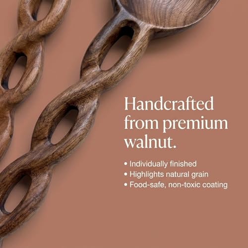 13 Inch Walnut Wood Salad Tongs