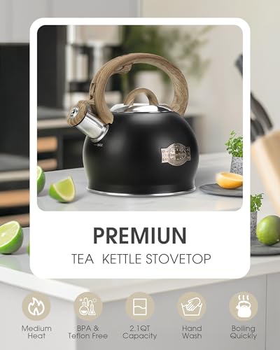 2.1 Qt Whistling Tea Kettle for Stovetop with Heat