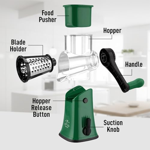Rotary Cheese Grater Manual Hand Crank 5 Blade Shredder