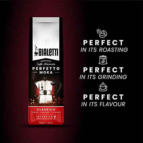 6 Cup Moka Pot and Coffee Ground Bundle 8.8oz Bag with Medium Roast Italian Ground Blend
