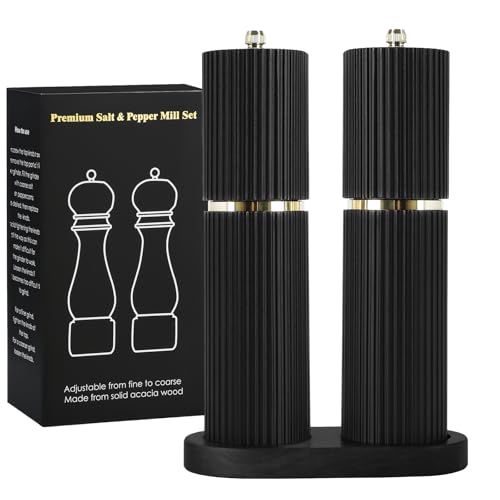 Wooden Salt and Pepper Grinder Set with Gold Accents (2 Count)