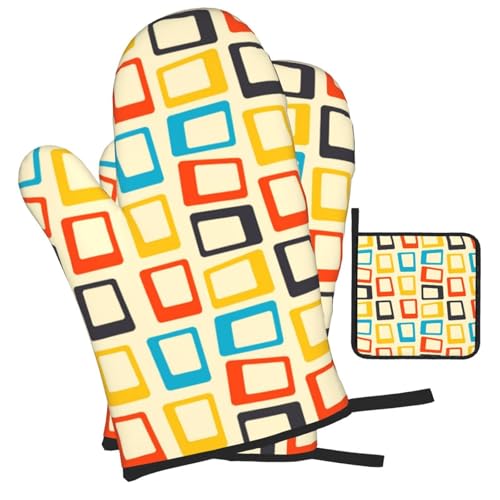 Mid Century Modern Oven Mitts and Pot Holders Sets of 3 (3 Count)