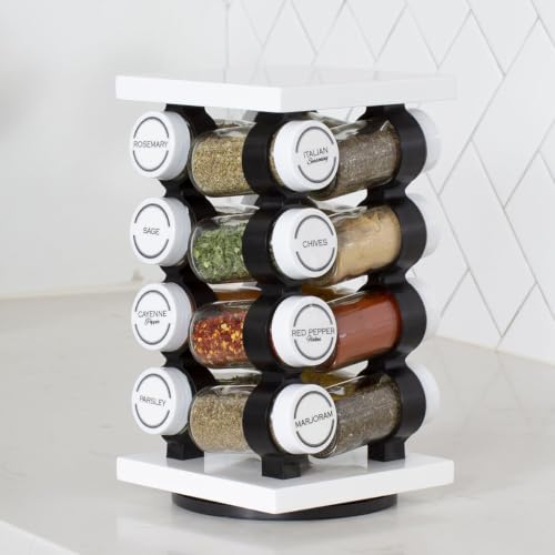 16 Jar Rotating White Spice Rack