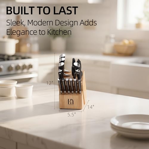 Japanese 15 pc Kitchen Knife Block Set (15 Count)