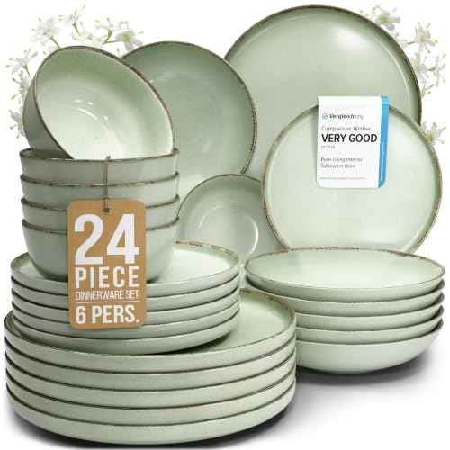 24 Piece Stoneware Dinnerware Set for 6 (24 Count)