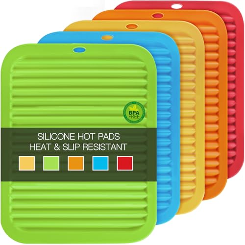 5 Pack Silicone Trivets for Hot Pots and Pans