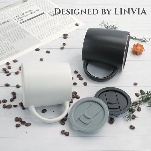 14 oz Ceramic Coffee Mug with Lid (2 Count)