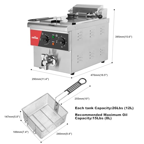 8L Countertop Electric Deep Fryer with Draining Valve