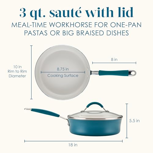 Cucina Ceramic Nonstick Saute Pan with Lid