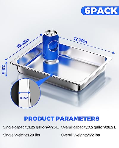 Stainless Steel Steam Table Hotel Pan Set 1 (6 Count)