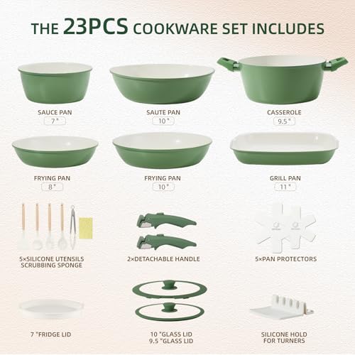 23pcs Ceramic Pots and Pans Set