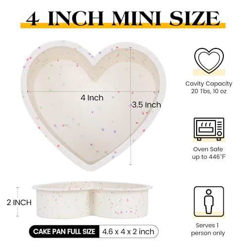 4 Inch Mini Heart Shaped Cake Pans (2 Count)