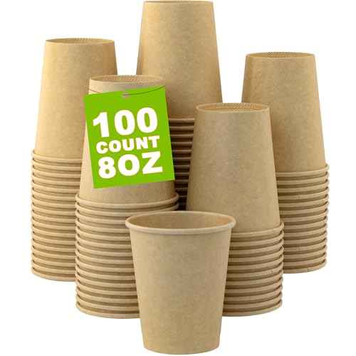 8 oz 100 Pack Disposable Coffee Cups (100 Count)