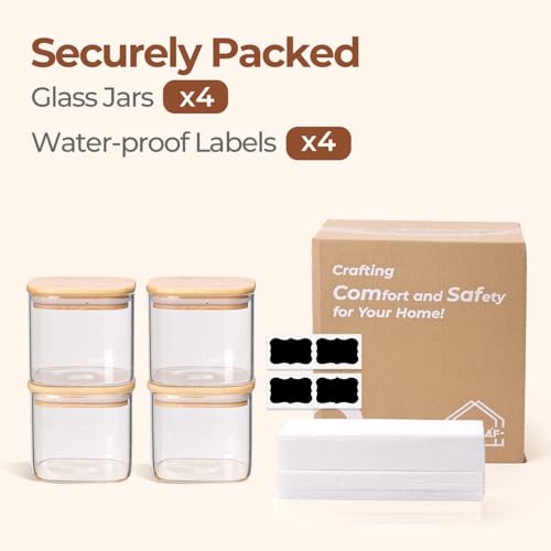Square Glass Containers with Lids 0.7 Qt (4 Count)