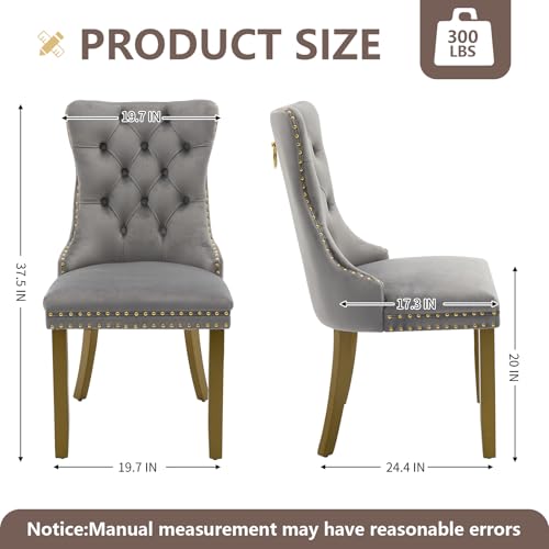 Grey Velvet Dining Chairs Set of 2 (2 Count)