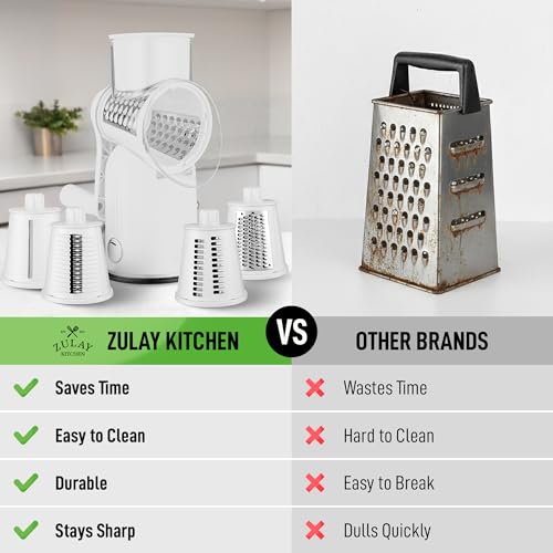 Rotary Cheese Grater Manual Hand Crank 5 Blade Shredder