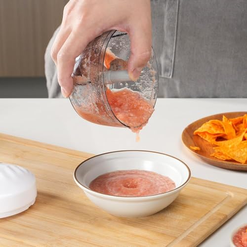 Manual Food Processor Vegetable Chopper 2.3 Cup Small Mini Hand Pull String Onion Chopper Garlic Mincer Cutter with 3 Stainless Steel Blades