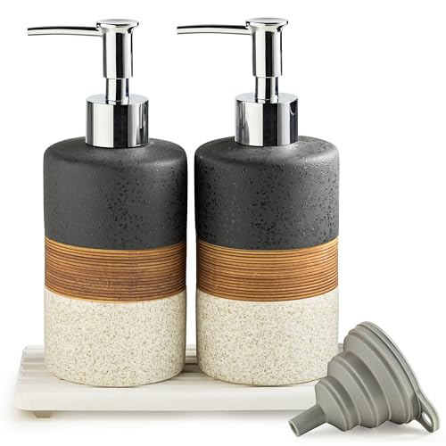 Ceramic Dish Soap Dispensers Set of 2 for Kitchen and Bathroom (2 Count)