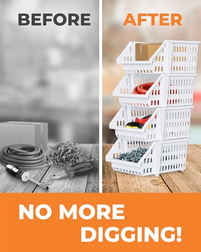 Small Stackable Storage Bins Open Front for Pantry Storage (8 Count)
