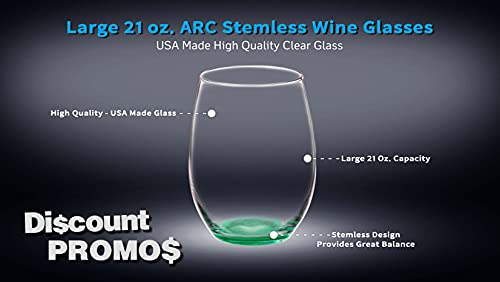10 ARC Stemless Wine Glasses Set (10 Count)