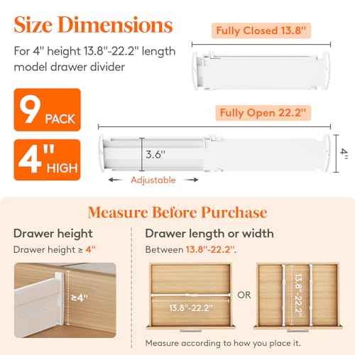 9 Pack 4" High Drawer Dividers (9 Count)