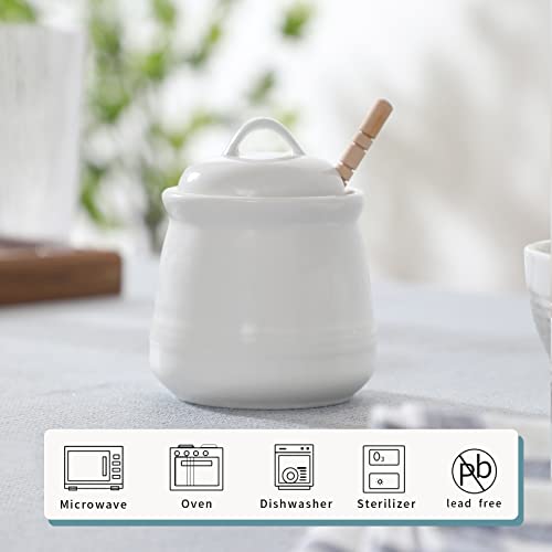 Ceramic Honey pot with Lid and Honey Dipper