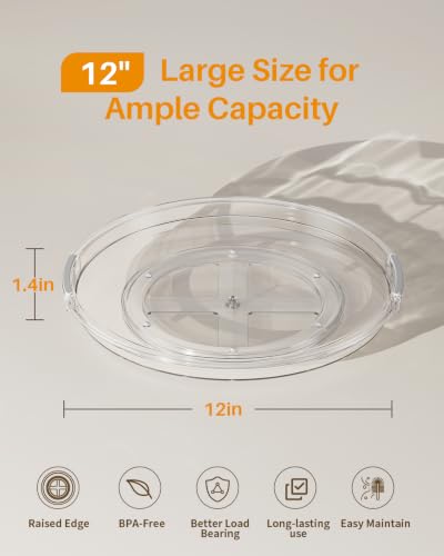 2 Pack 12 Inch Lazy Susan Organizer Turntable for Cabinet (2 Count)