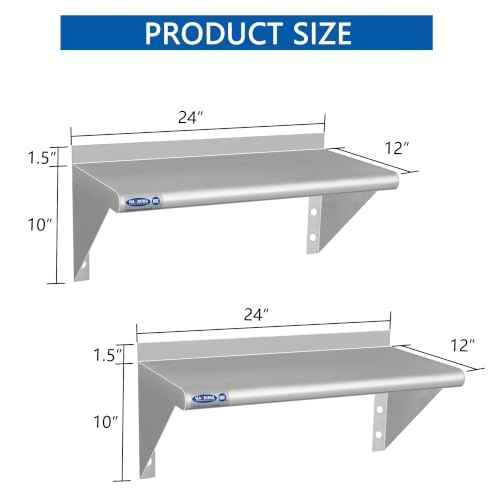 HARDURA Stainless Steel Shelf 12" X 24" (2 Count)