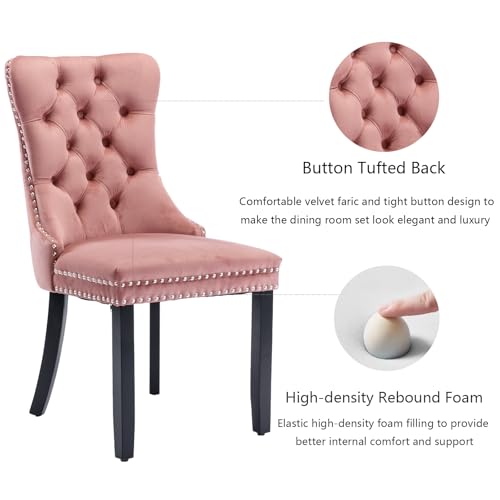 Pink Velvet Dining Chairs Set of 6 (6 Count)