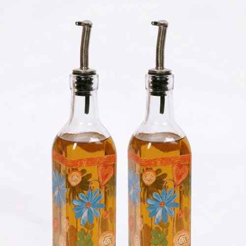 2 Pack 17oz Glass Olive Oil Dispenser Bottle Set