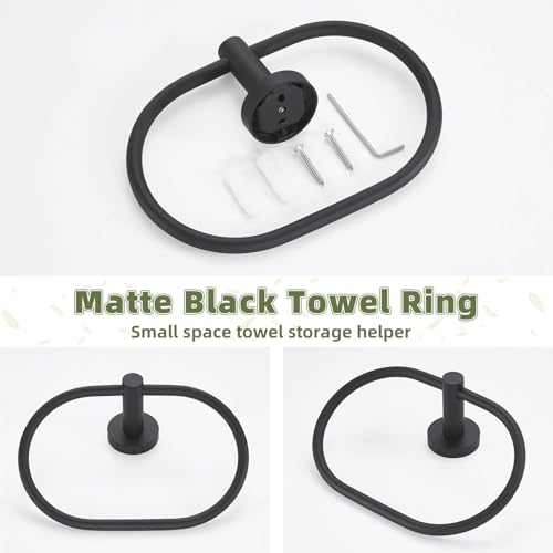 Matte Black Oval Towel Ring for Bathroom Kitchen
