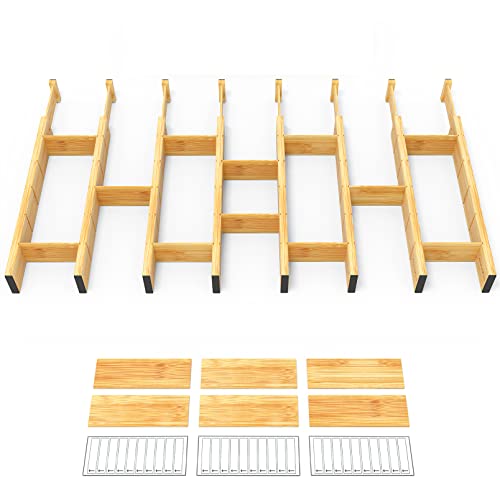 Bamboo Drawer Dividers with Inserts and Labels