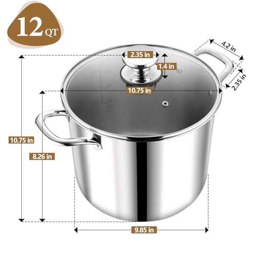 12 Quart Tri Ply Stainless Steel Stock Pot