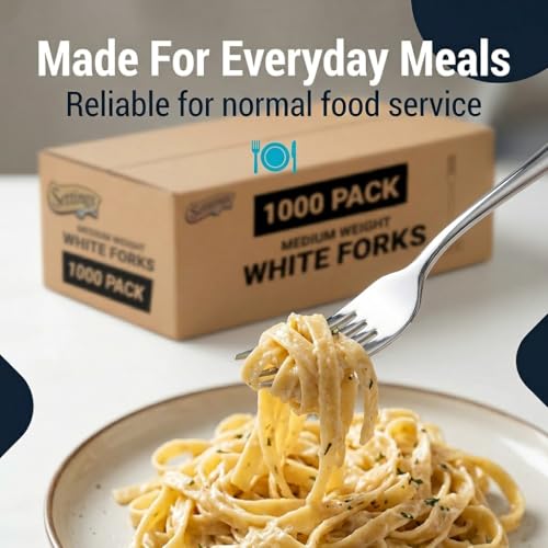 Plastic Forks White Heavy Duty Disposable Cutlery (1000 Count)