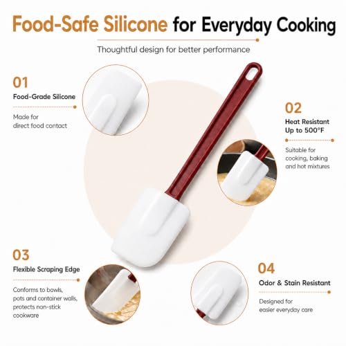 10 INCH Silicone Spatulas Heat Resistant Heavy Duty Rubber Spatulas Commercial Spatulas Set for Kitchen Use Silicone Cooking Utensils Sets of 2 (2 Count)