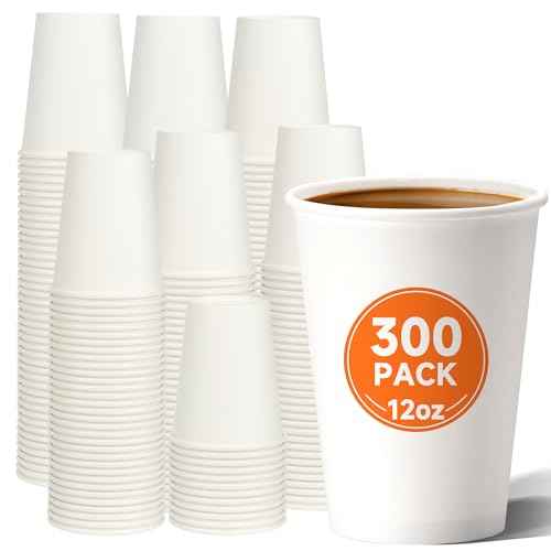 300 Pack 12 oz Disposable Paper Coffee Cups (300 Count)