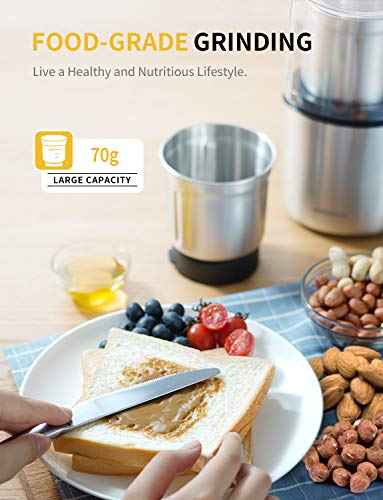 Electric Coffee Grinder Herb Blade Grinder Spices Grinder with 2 Removable Stainless Steel Bowls