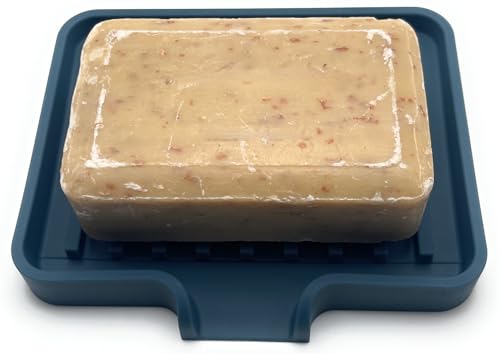 Silicone Soap Dish Tray and Sponge Holder with Drain Chute (2 Count)