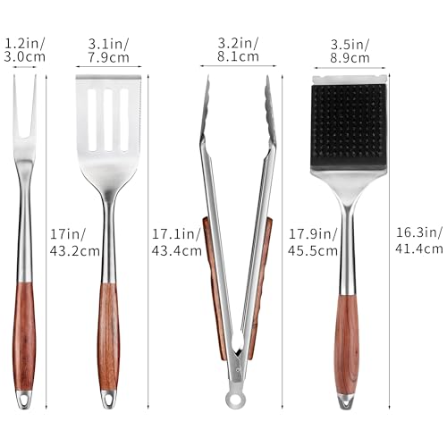 Heavy Duty Grilling Accessories Rose Wooden BBQ Grilling Tools Set (4 Count)