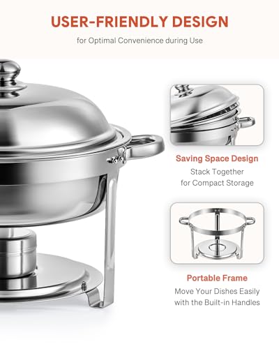 2pcs 5QT Round Chafing Dish Buffet Set