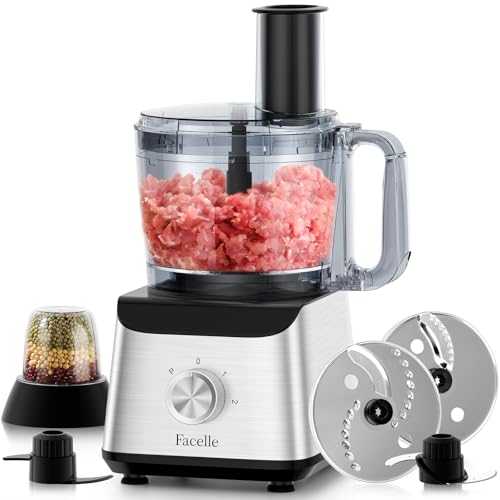 600W Electric Food Processor 10 Cup Large Bowl and 6.8oz Grinder Combo