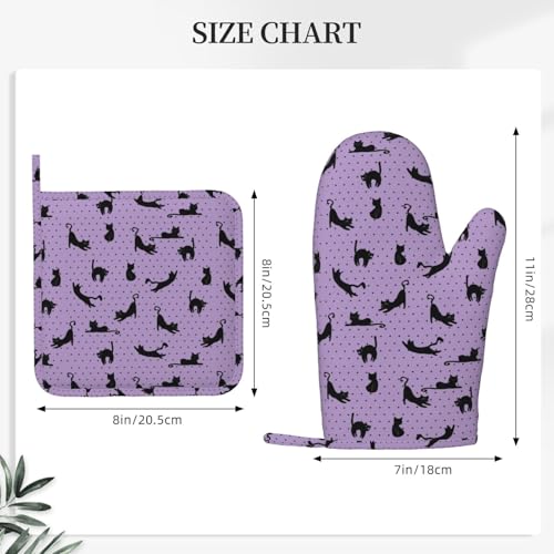 Black Cat Oven Mitts and Pot Holders Sets of 4