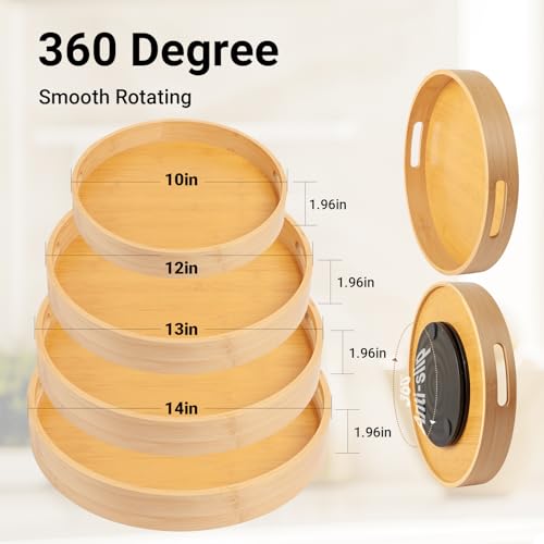 10in Bamboo Lazy Susan Organizer Turntable for Cabinet