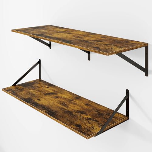 32W x 12D Deep Floating Shelves Set of 2 Rustic Brown (2 Count)