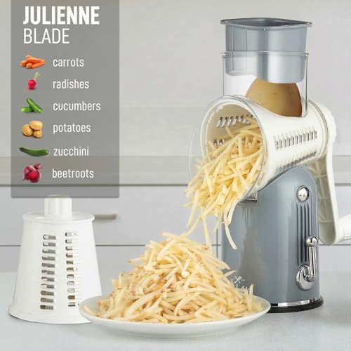 Rotary Cheese Grater Manual Hand Crank 5 Blade Shredder