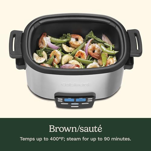 3-In-1 Cook Central 6-Quart Multi-Cooker: Slow Cooker, Brown/Saute, Steamer, MSC-600 NAS, Silver