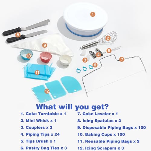 240PCS Cake Decorating Supplies Kits Cake Turntable (240 Count)